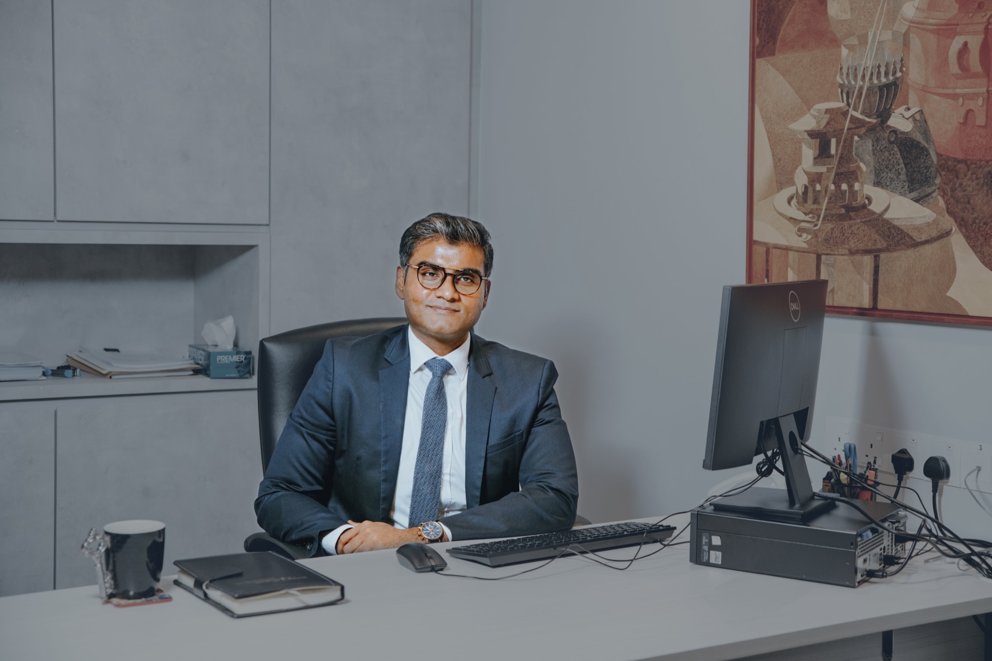 Vinobha Anthony Doss at his desk in the Petaling Jaya office